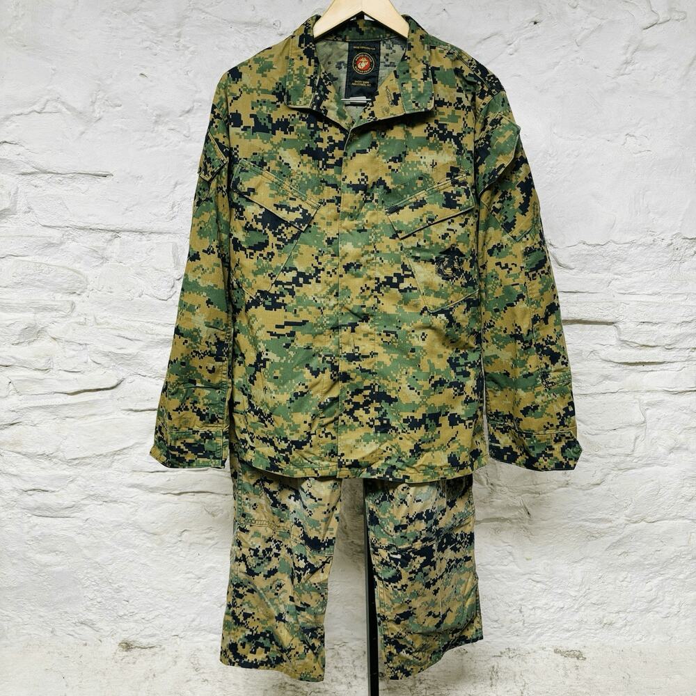 Set USMC MARPAT Digital Woodland Camo Cargo Pants Slant Pocket Shirt US Marines
